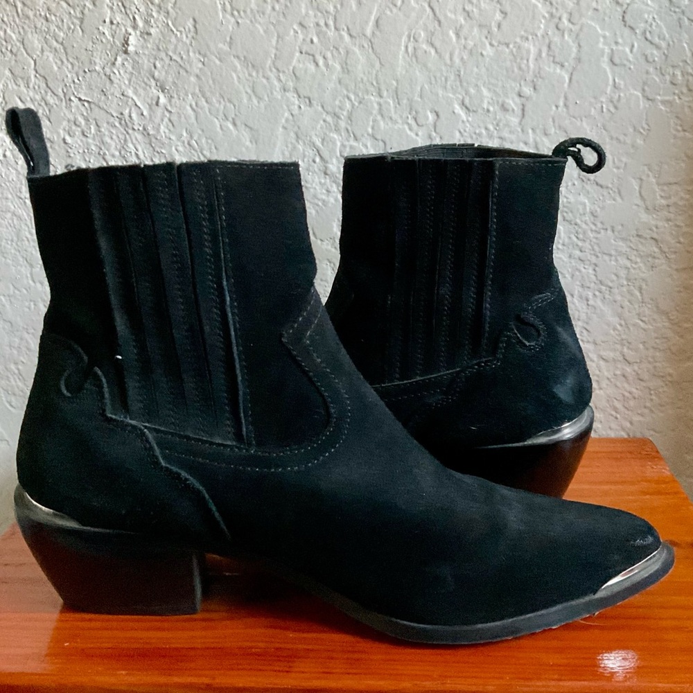 Genuine Black Suede Western Booties UO Size 9